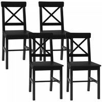 HOMCOM Farmhouse Wood Dining Chairs Set of 4 with Cross Back, Black
