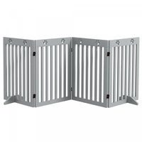Pawhut Freestanding Pet Gate 4 Panel Dog Barrier Folding Safety Fence With Support Feet Up To 80.25