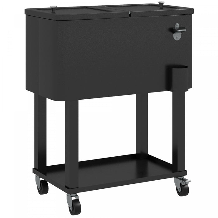 Outsunny 60qt Rolling Patio Cooler Cart, Portable Outdoor Cooler, Black