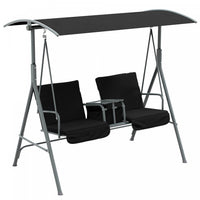 Outsunny 2-seat Patio Swing Chair With Adjustable Canopy, Centre Table