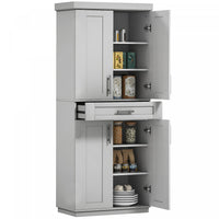 HOMCOM Modern Kitchen Pantry with Shelves, Grey