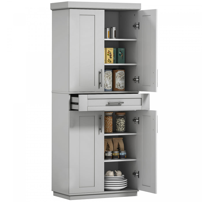 HOMCOM Modern Kitchen Pantry with Shelves, Grey