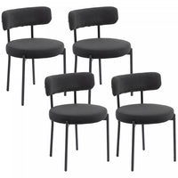HOMCOM Dining Chairs Set of 4 Kitchen Chairs with Steel Legs, Black