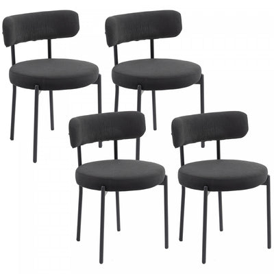 HOMCOM Dining Chairs Set of 4 Kitchen Chairs with Steel Legs, Black