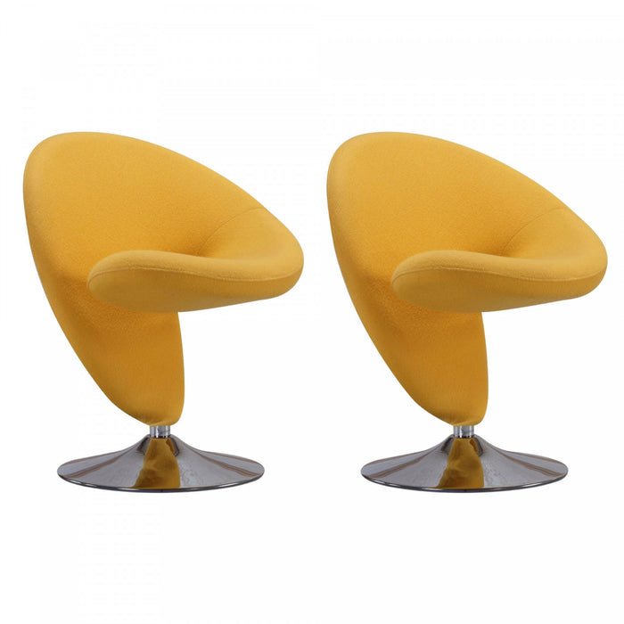 Curl Modern Wool Blend Swivel Lounge Chair in Yellow - Set of 2