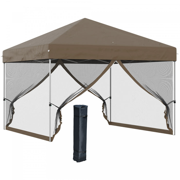 Outsunny 10' X 10' Pop-up Canopy Tent Outdoor Party Tent With Mesh Walls
