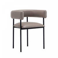 Onda Contemporary Vegan Leather Metal Dining Chair in Taupe 