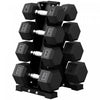 Soozier 180lbs Hex Dumbbell Weight Set with Vertical Rack for Home Gym