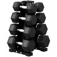 Soozier 180lbs Hex Dumbbell Weight Set with Vertical Rack for Home Gym