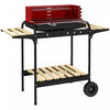 Outsunny Portable Outdoor Charcoal BBQ Grill with Adjustable Grill Height, Barbecue Trolley with Ash Catcher and Wheels for Outdoor Garden Party Cooking, Red