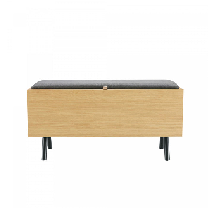 Paloma Modern Accent Storage Bench in Light Oak Armoire