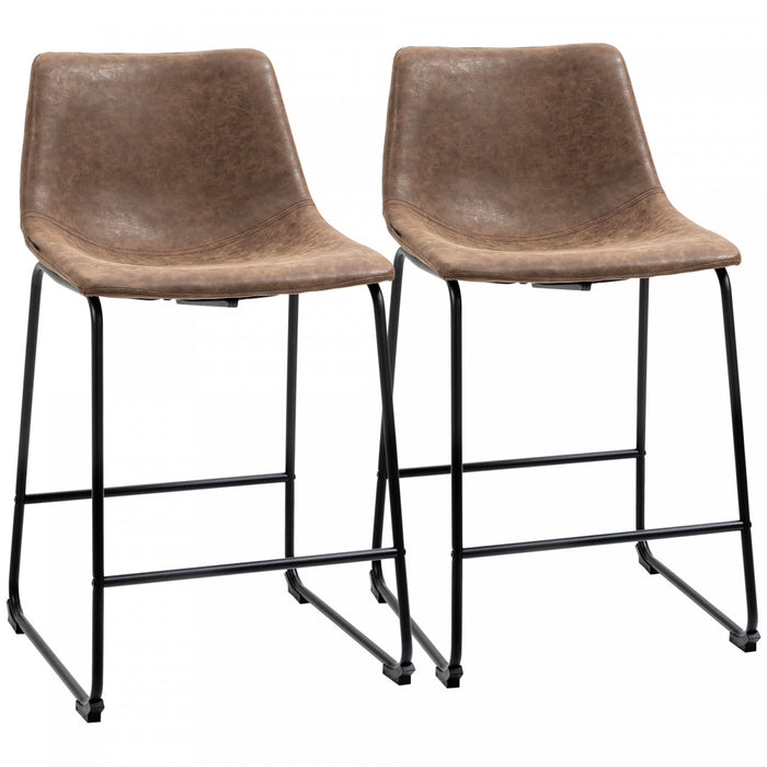 HOMCOM Bar Stools Set of 2, Counter Height Barstools with Back
