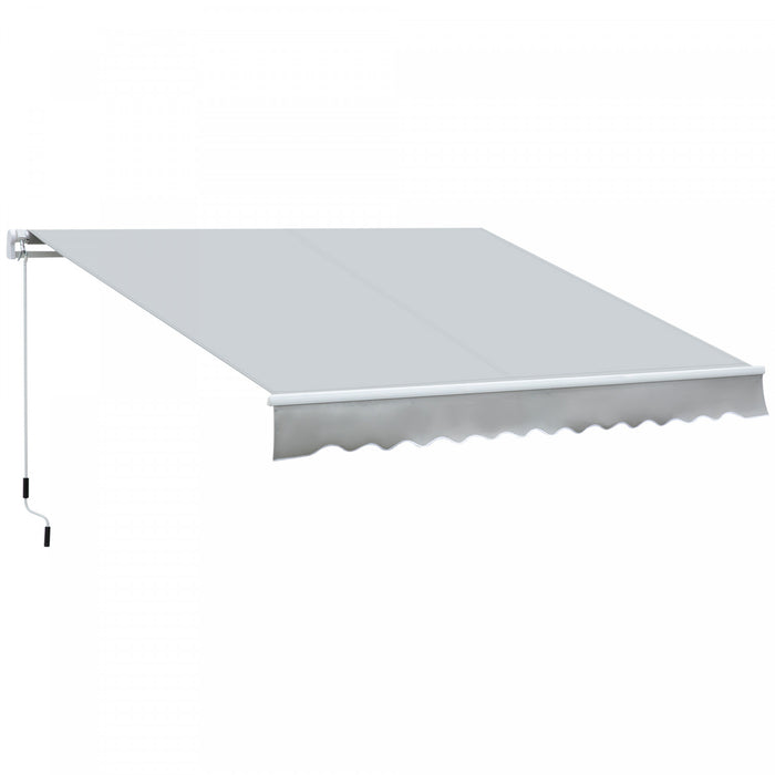 Outsunny 12' X 8' Retractable Awning Patio Awnings Sun Shade Shelter With Manual Crank Handle, Uv & Water-resistant Fabric And Aluminum Frame For Deck Balcony Yard, Grey