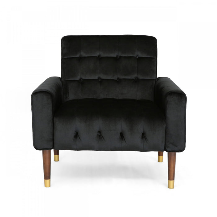 Lucas Modern Accent Seating Arm Chair With Tufted Back,polyester Upholstery,black Accent Chair