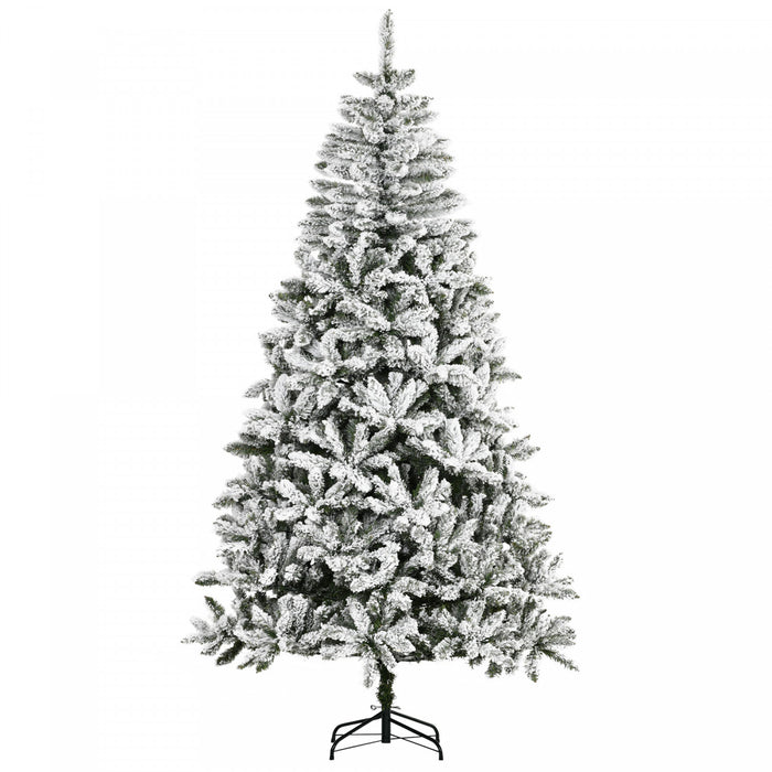 Homcom Snow Flocked Artificial Christmas Tree With Realistic Branches Tips