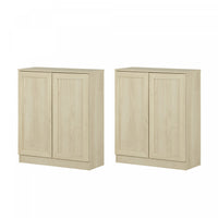Arum Set Of 2 Sideboards With Shelves Bleached Oak - South Shore Buffet
