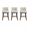 Lucia Modern Chenille Wood Counter Stool in Natural - Set of 3