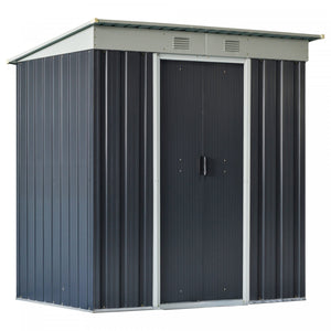 Outsunny 6' X 4' Outdoor Storage Shed, Metal Garden Tool Storage House Organizer With Lockable Sliding Doors And Vents For Backyard Patio Lawn, Charcoal Grey