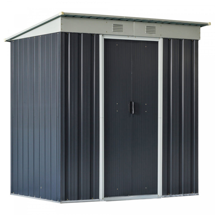 Outsunny 6' X 4' Outdoor Storage Shed, Metal Garden Tool Storage House Organizer With Lockable Sliding Doors And Vents For Backyard Patio Lawn, Charcoal Grey
