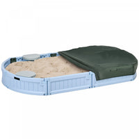 Kids Sandbox With Cover, Sandbox Outdoor With Corner Seat, Easy Assembly, Sand Play Station For Back