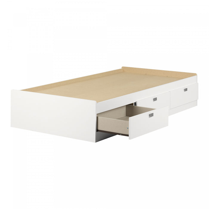 Spark Mate's Platform Storage Bed With 3 Drawers - Pure White 