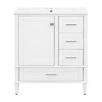 Oliver Solid Wood Bathroom Vanity with Sink Combo and Smart Storage, White 