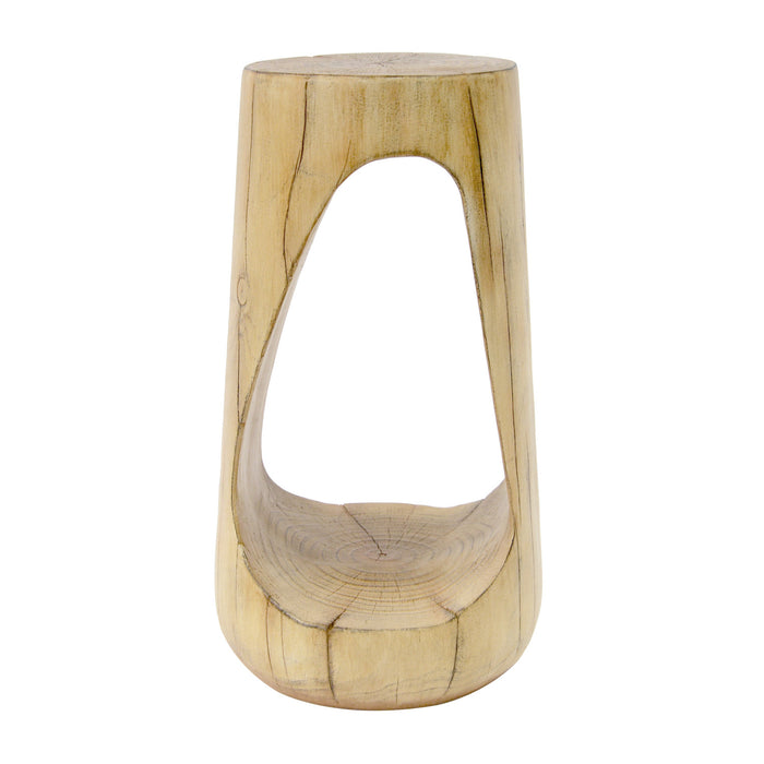 Brio 26.57\" Rustic Tree-Stump MGO Accent Table, Unique Wood Grain Indoor Side Table, Natural