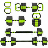 Soozier 6-in-1 Adjustable Dumbbell Set, 55lbs Free Weights Set, Green