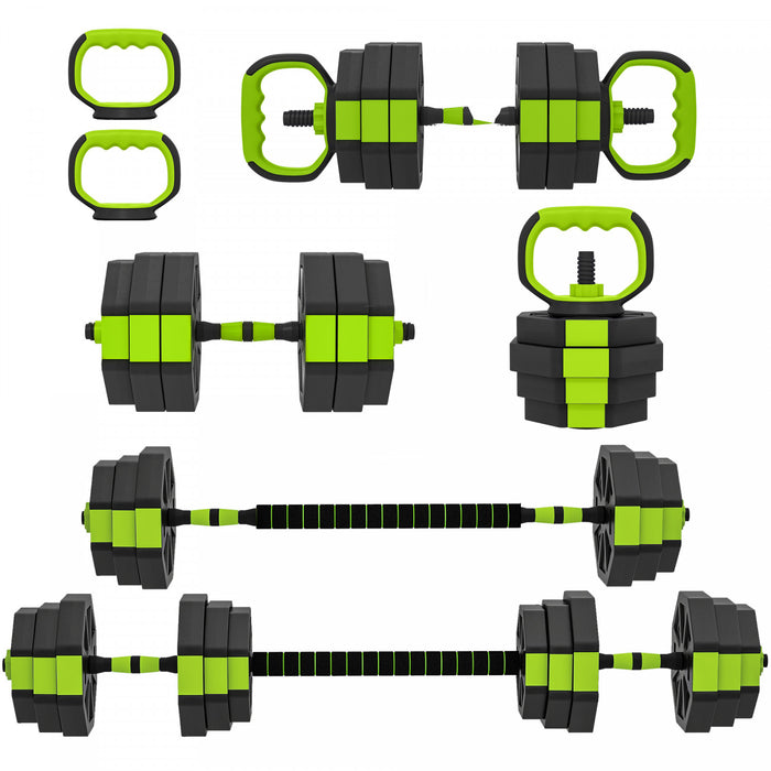 Soozier 6-in-1 Adjustable Dumbbell Set, 55lbs Free Weights Set, Green