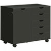 HOMCOM Modern Mobile 5-Drawer Chest with Door, Office Storage Cabinet Black