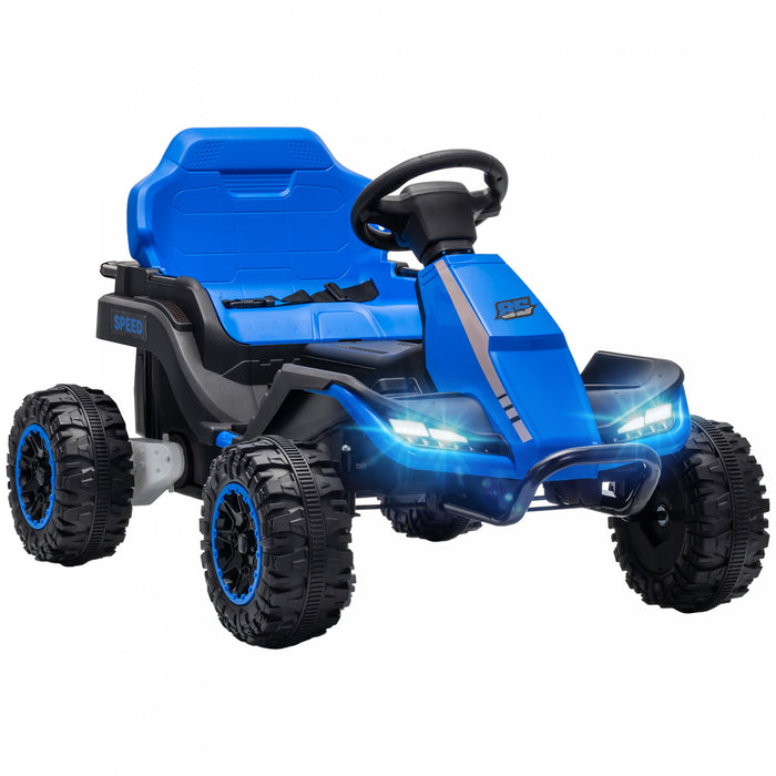Qaba 24V Kids Ride On Car, Battery Powered Electric Vehicle with Dual Motors, Remote Control, 4-Wheel Suspension, Soft Start, LED Lights, Music, Horn for 3-6 Years, Blue