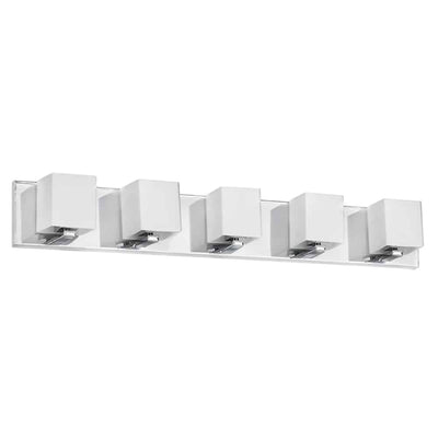 Dainolite Verona 5 Light Vanity Light Polished Chrome Finish White Glass Shade Lamp|Lumière de coiffeuse Verona de Dainolite avec abat-jour en verre blanc, fini chromé poli et 5 ampoules