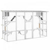 Pawhut Catio, Large Outdoor Cat Enclosure With Cat Condos, Platforms, Ladders, Doors, Weather-resistant Roof, Wooden Cat Cage For 1-4 Cats, White