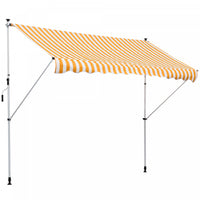 Outsunny 10x5ft Manual Retractable Awning, Patio Sun Shade Canopy Shelter With 5.6-9.2ft Support Pol