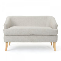 Zona Linen-look Fabric Loveseat With Flared Wood Legs - Beige 