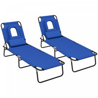Outsunny 2pcs Adjustable Outdoor Lounge Chair, Garden Folding Chaise Lounge