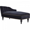 Serena Velvet Chaise Lounge with Button Tufting and Nailhead Trim, Black | Serena Chaise Longue en Velours a Capitonnage Boutonne et Clous Decoratifs, Noir
