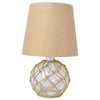 Marelle Netted Burlap & Glass Table Lamp, Clear, 14.75"H | Marelle Lampe de table en verre avec filet en toile de jute, Transparent, 14,75 po H