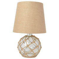 Marelle Netted Burlap & Glass Table Lamp, Clear, 14.75