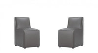 Anna Square Modern Vegan Leather Dining Chair in Graphite - Set of 2