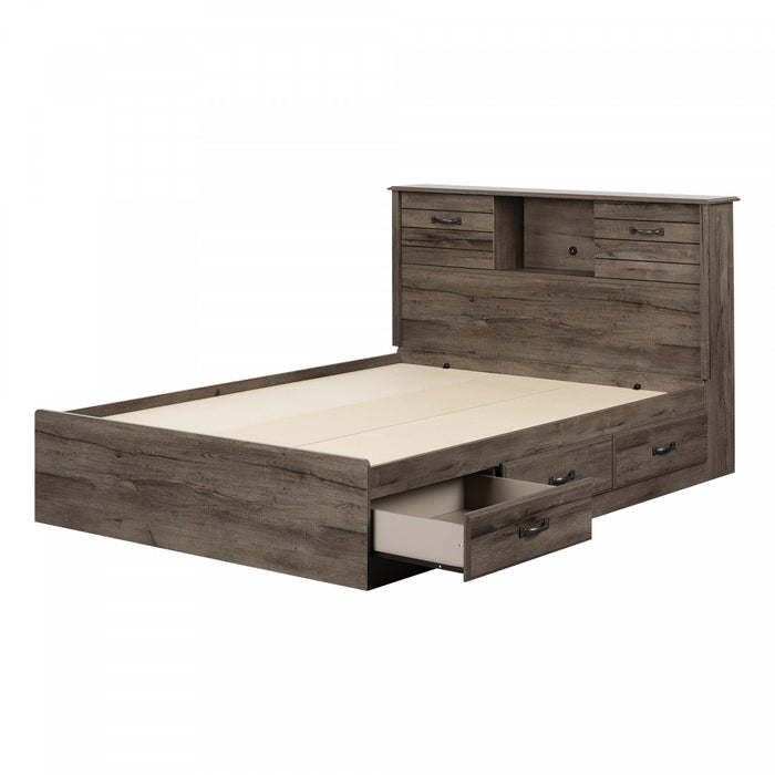 Ulysses Storage Bed And Bookcase Headboard Set Fall Oak - South Shore