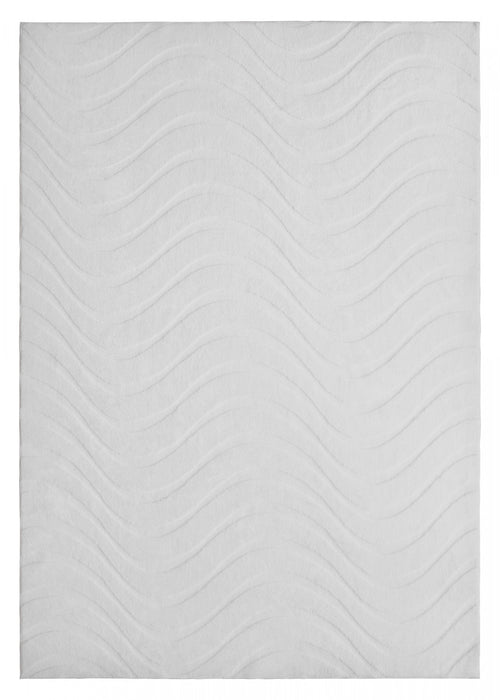 Pearl White Waves Washable Shag Area Rug 5'x7' Indoor Area Rug