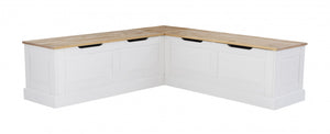 Tobin Backless Corner Nook Dining Bench - Natural and White