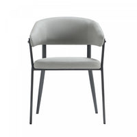 Belle Modern Metal Upholstered Dining Chair in Stone Gray 