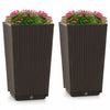 Costway 2pcs Outdoor Wicker Flower Pot 22.5\"tall Planters With Drainage Hole Coffee