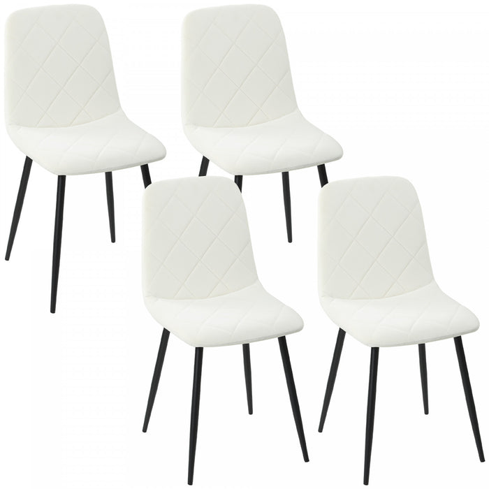 HOMCOM Dining Chairs Set of 4, Kitchen Chair with Metal Legs, Cream