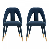 Neda Modern Upholstered Velvet Dining Chair in Midnight Blue - Set of 2
