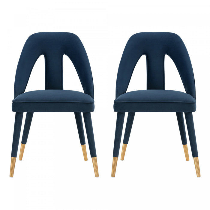 Neda Modern Upholstered Velvet Dining Chair in Midnight Blue - Set of 2