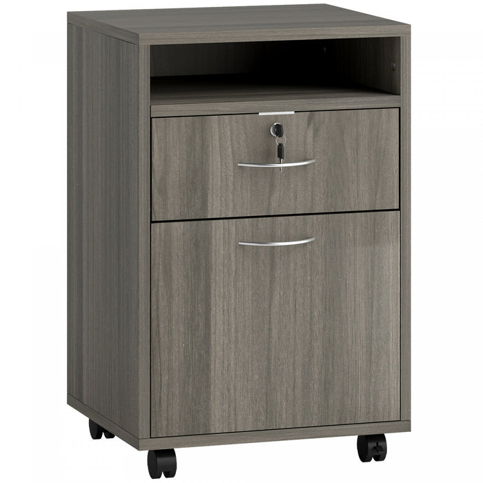 HOMCOM Vertical Filing Cabinet with Lockable Drawer, File Cabinet, Grey