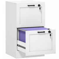 HOMCOM Office File Cabinet with 2 Drawers, Vertical Filing Cabinet, White